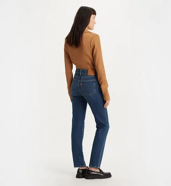 Street Fashion Slim Smooth Levi's pantalone jeans dritti da donna a vita alta 724? 18883-0207 indaco scuro-blu