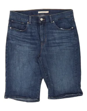 LEVI'S Womens Classic Bermuda Denim Shorts W31 Medium Navy Blue Cotton thermal fabric Flexible Side Panels
