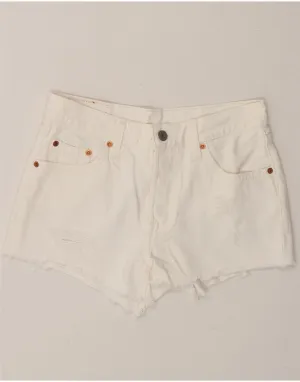 LEVI'S Womens 501 Distressed Denim Shorts W25 XS White Cotton Athletic Wear dance clothing