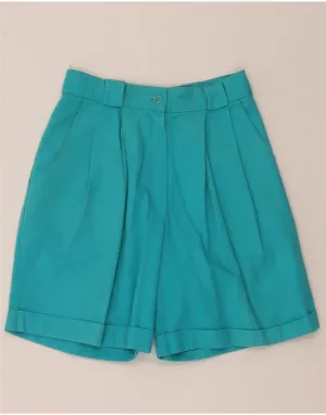 VINTAGE Womens High Waist Pegged Bermuda Shorts UK 12 Medium W28 Turquoise Quick Fit Wear