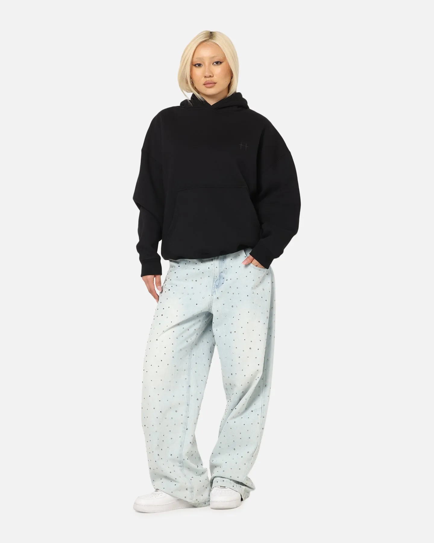Georgette details Color Variety Saint Morta Studios Boxy Hoodie Black