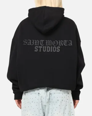 Saint Morta Studios Boxy Hoodie Black Trendy Piece