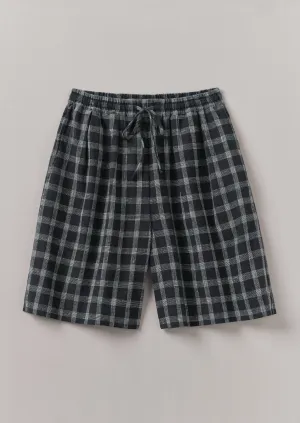 Check Cotton Linen Shorts | Slate Breathable Wearable Moisture control