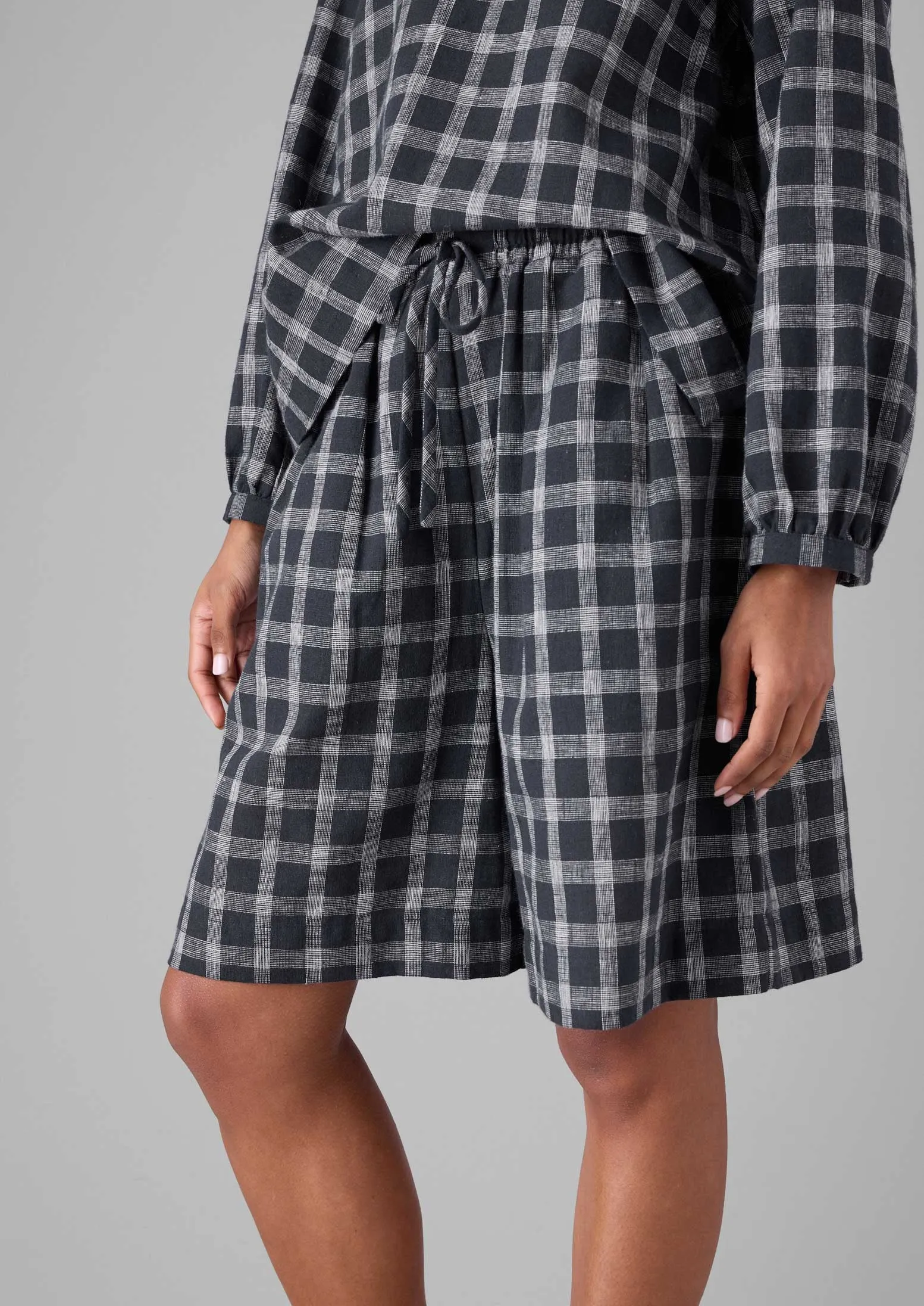 Easy Motion LightweightComfort Check Cotton Linen Shorts | Slate