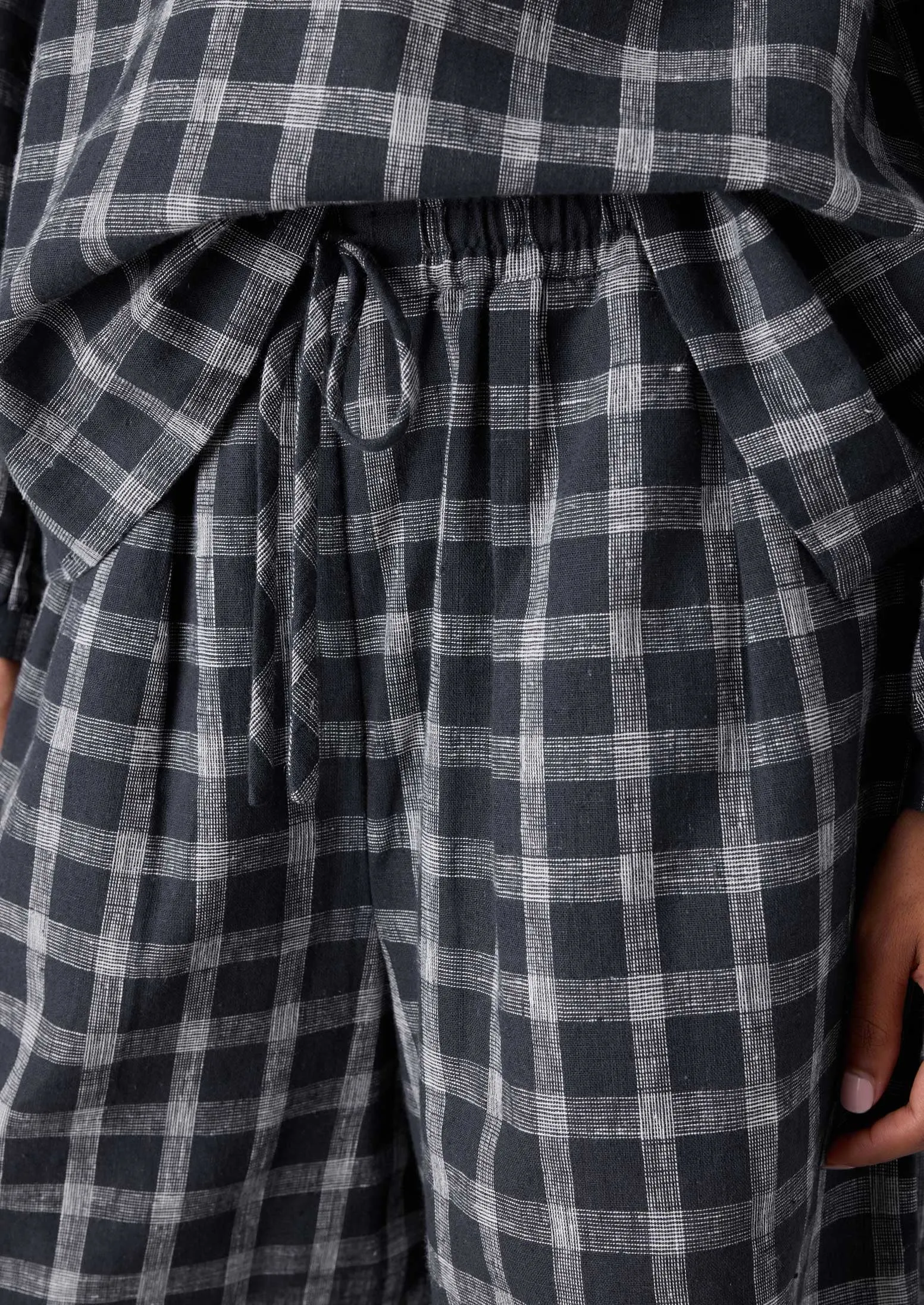 Office Appropriate Modern Comfort Check Cotton Linen Shorts | Slate