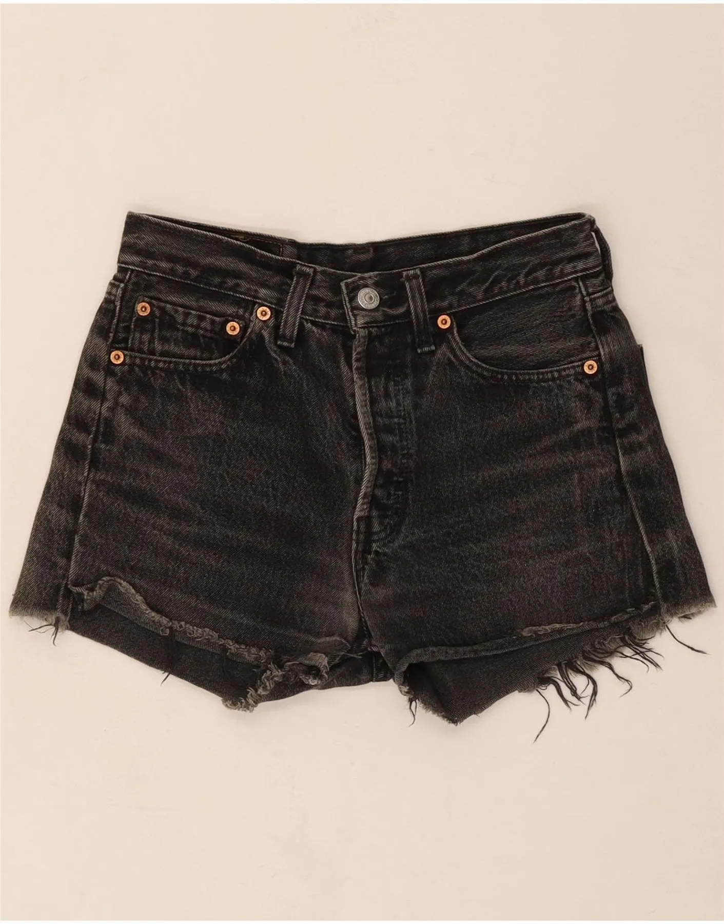 Quick Action Fit LEVI'S Womens 501 Denim Shorts W29 Medium Black