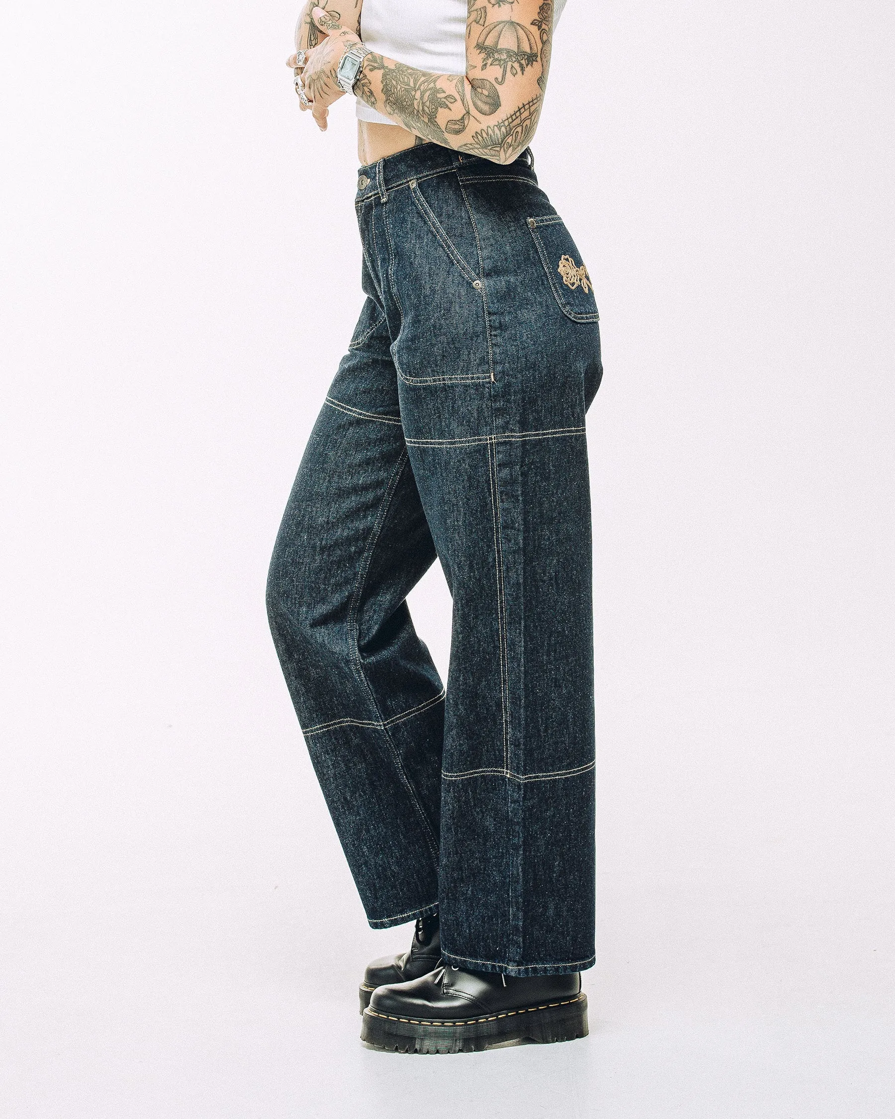 Rosa High Waisted Jean - Indigo Denim Soft Touch Material