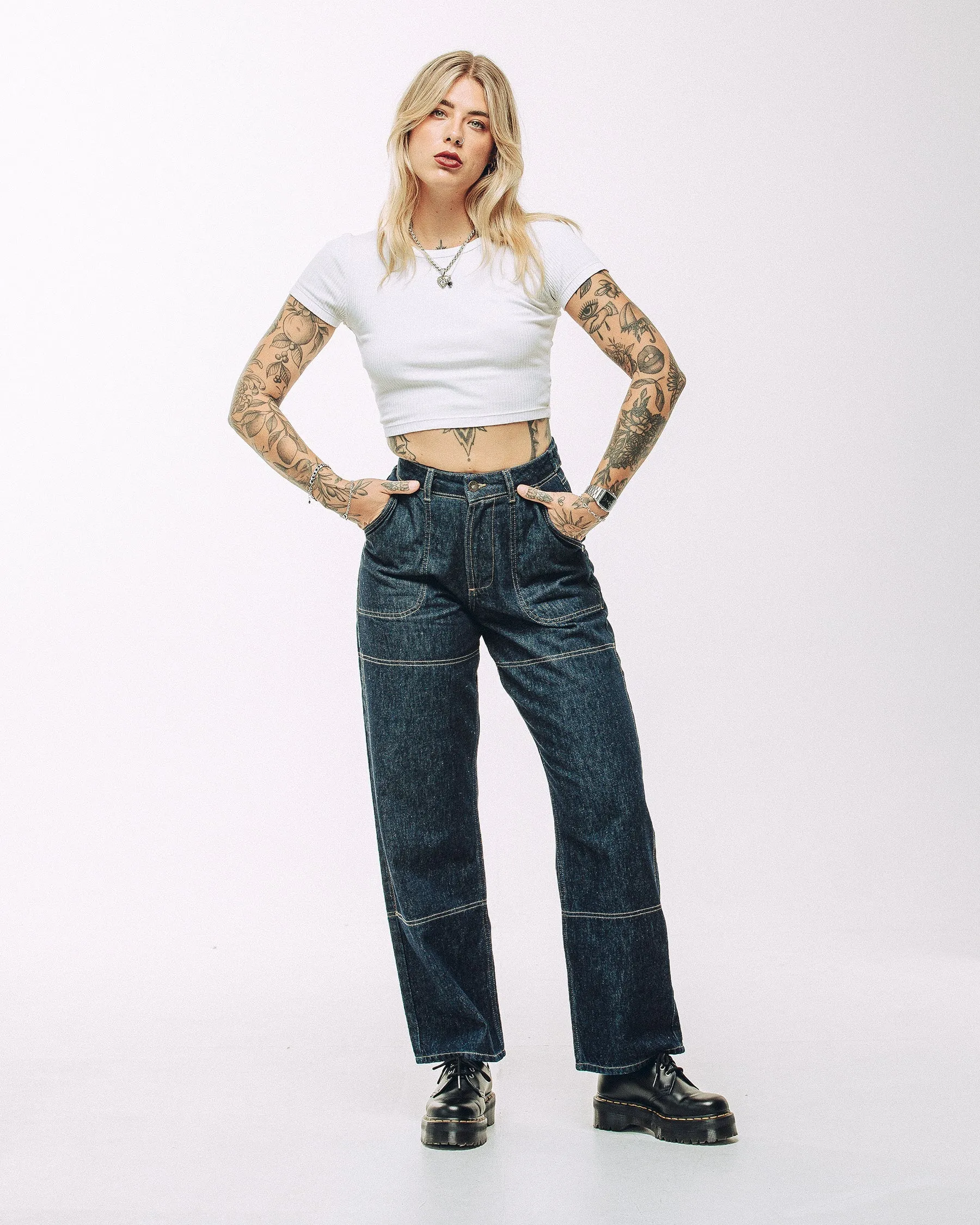 Rosa High Waisted Jean - Indigo Denim Slip Resistant Easy Access