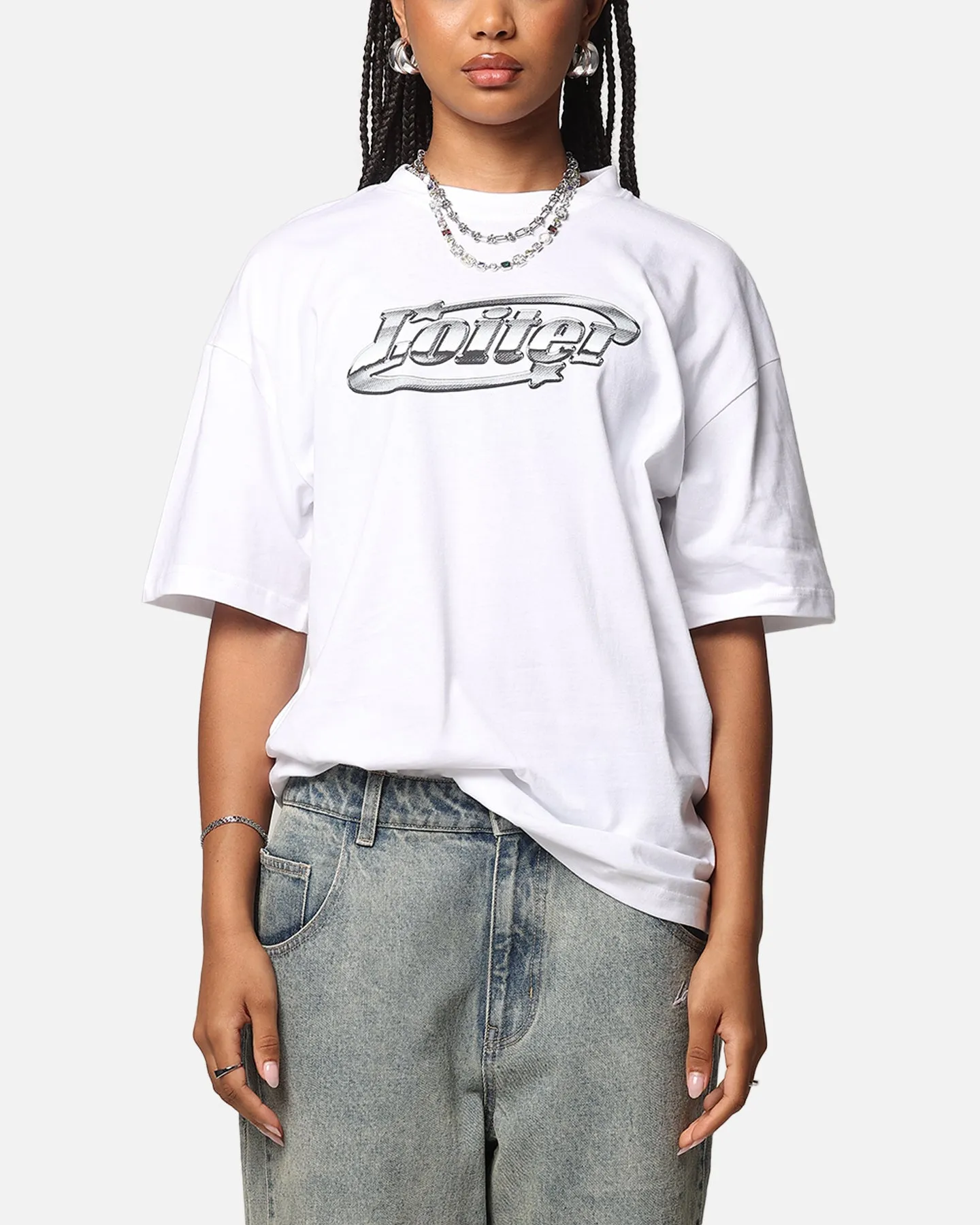 Loiter Chrome Logo T-Shirt White Effortless Look