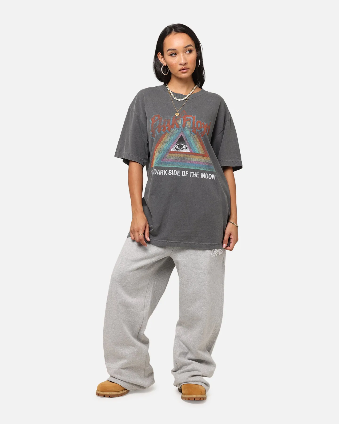 Lightweight Wear Perfect Fit Wear Pink Floyd Dark Side Rainbow T-Shirt Faded Black
