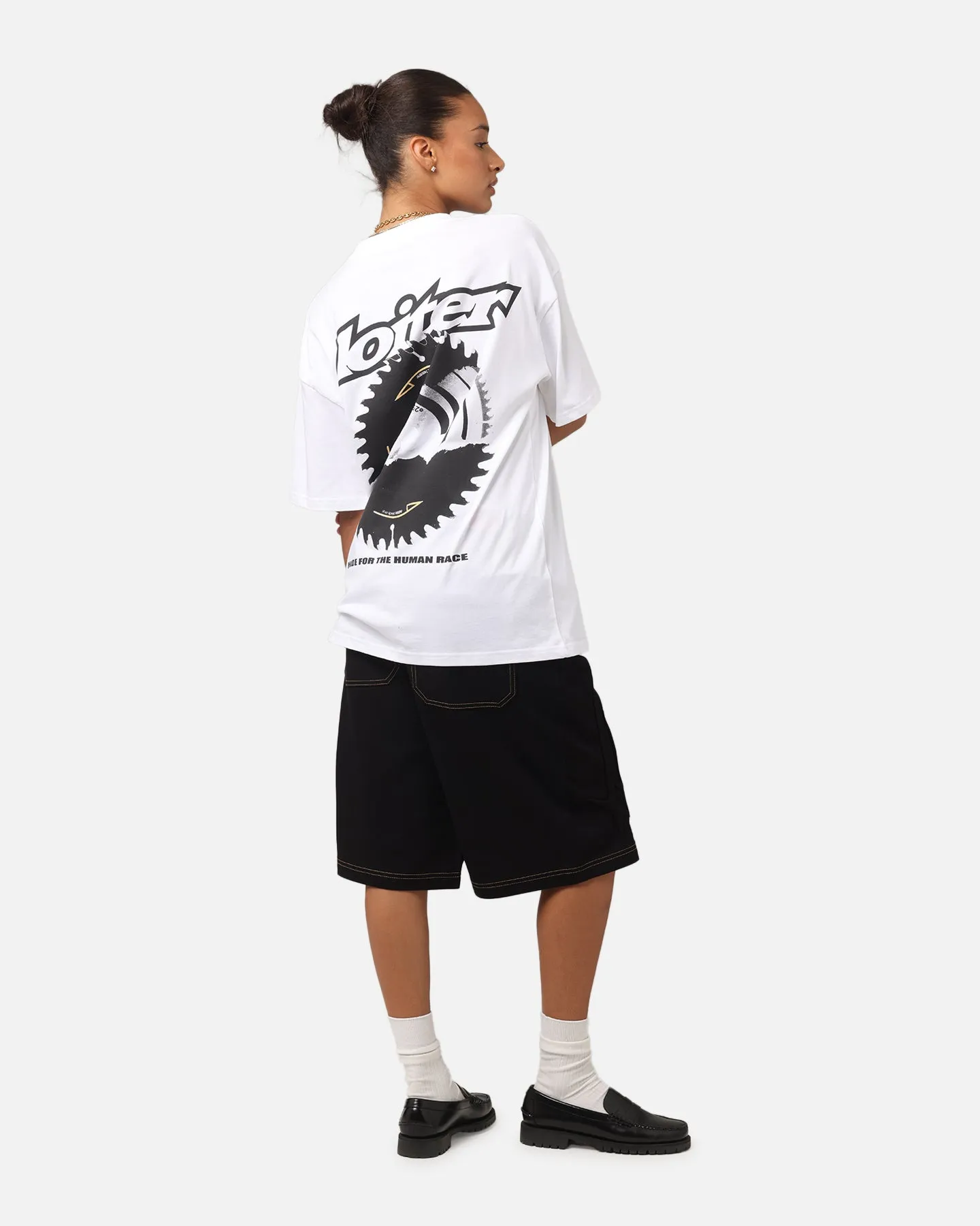 Bright and Bold Loiter Saw Blade Drop T-Shirt White