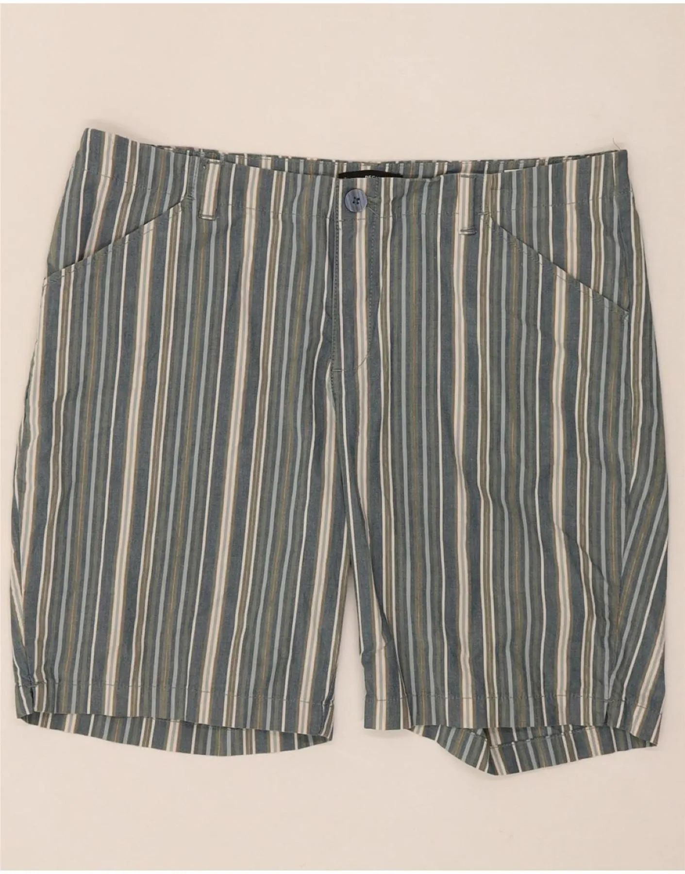 Artisanal LEE Womens Mid Rise Regular Fit Casual Shorts US 16 2XL W36 Blue Striped
