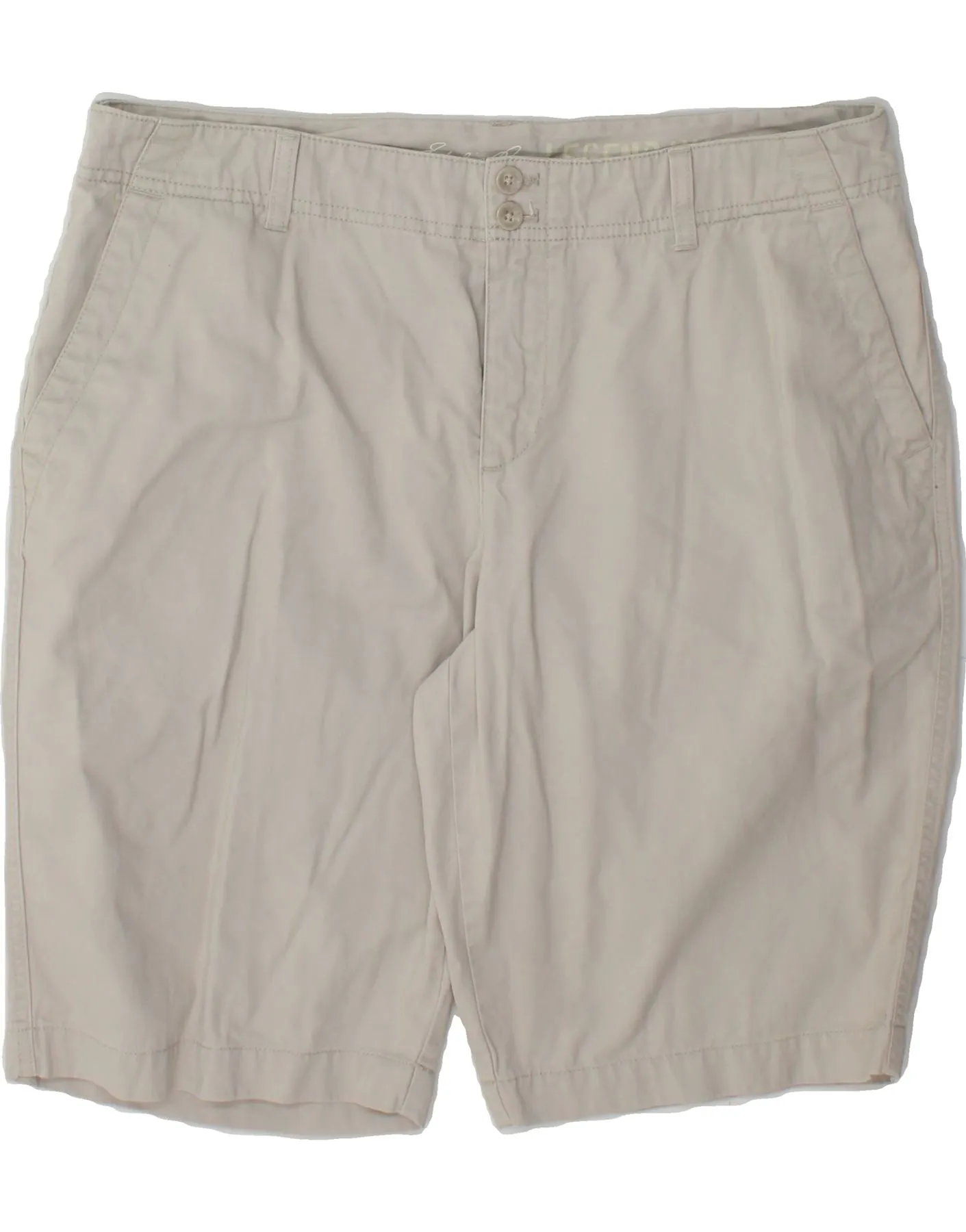 EDDIE BAUER Womens High Waist Chino Shorts US 14 XL W34  Beige Cotton quick-drying Motion Ready