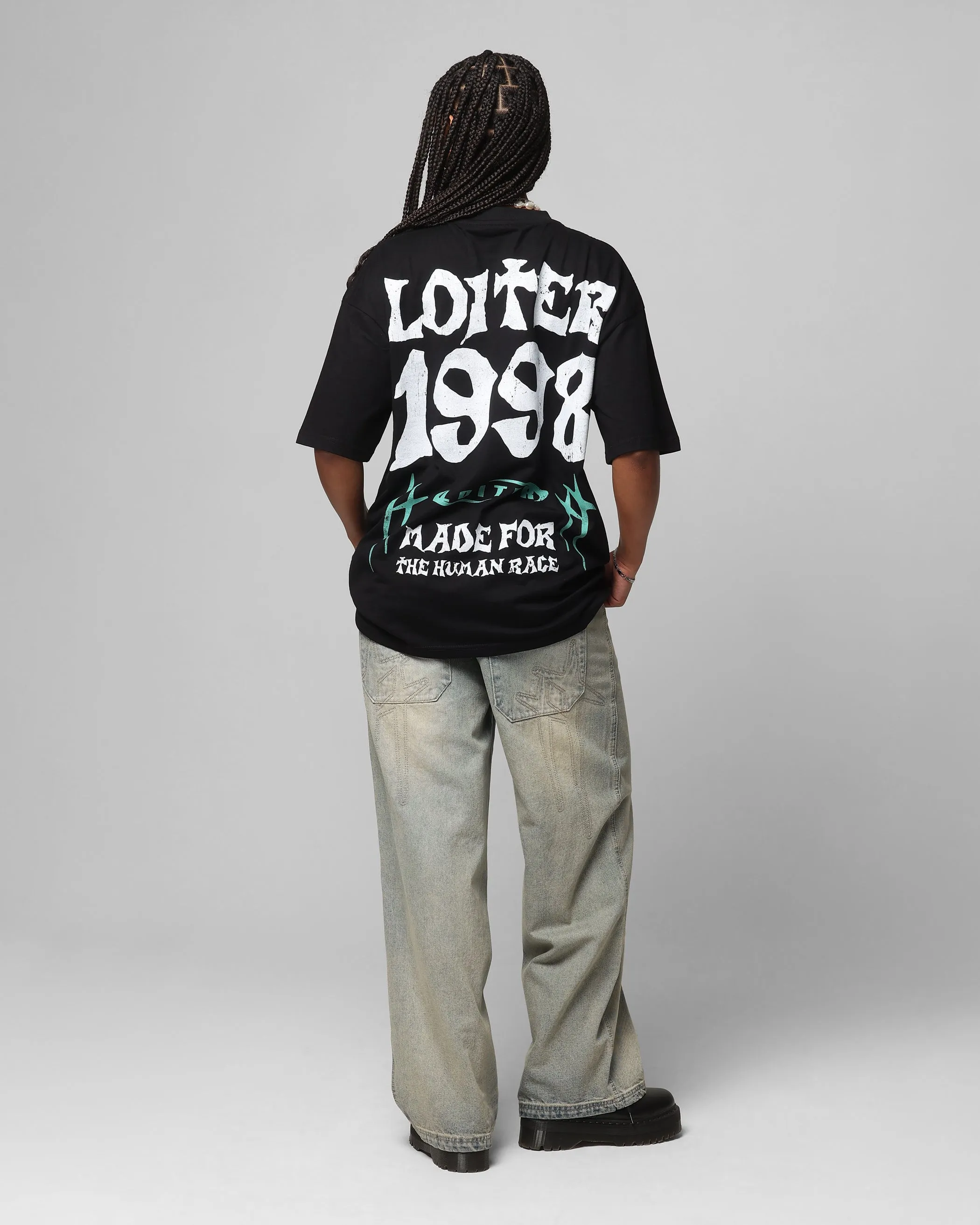Loiter Staple Logo Drop T-Shirt Black Moisture Control Fabric