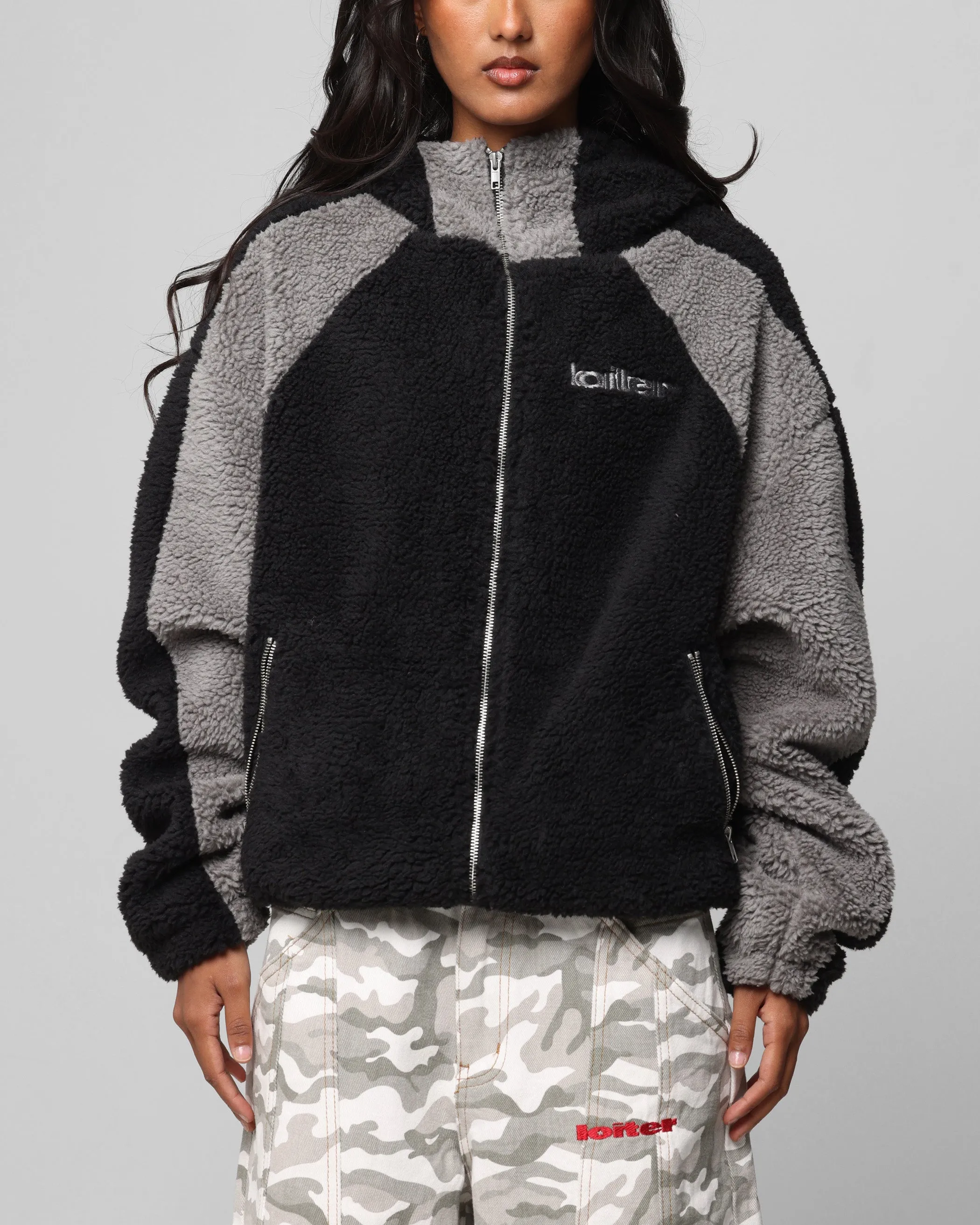 Weatherproof Zipper hat Loiter Speedway Fleece Jacket Black/Grey