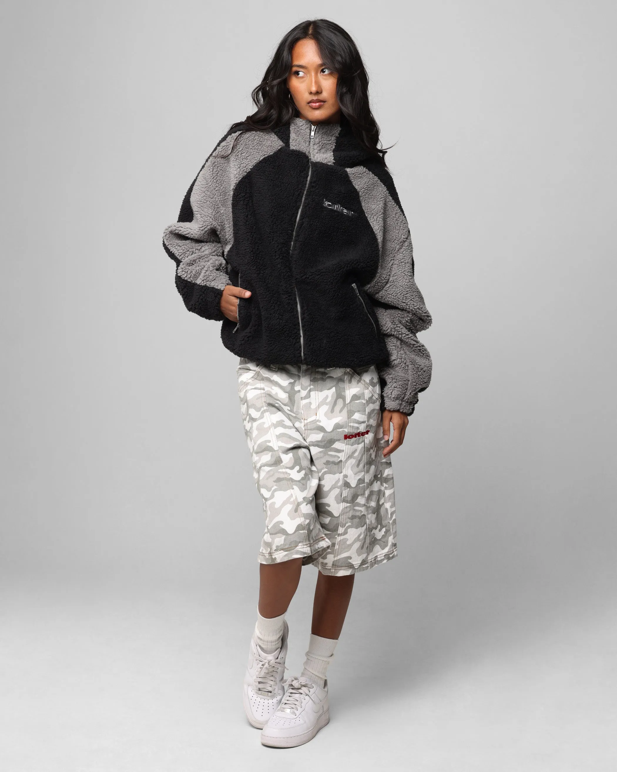 Loiter Speedway Fleece Jacket Black/Grey Engage Fashionable
