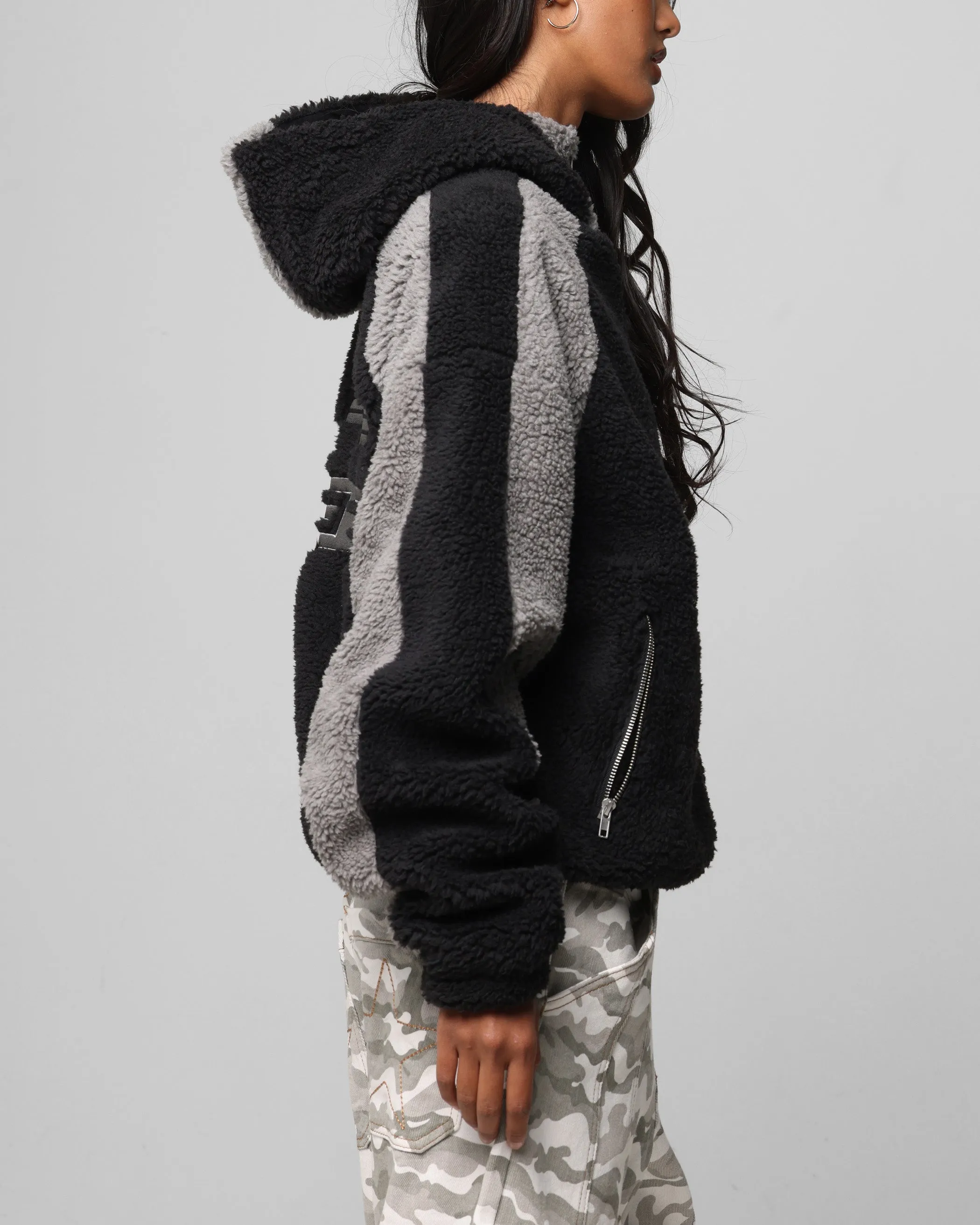 Loiter Speedway Fleece Jacket Black/Grey Protective Layering Chilly Day