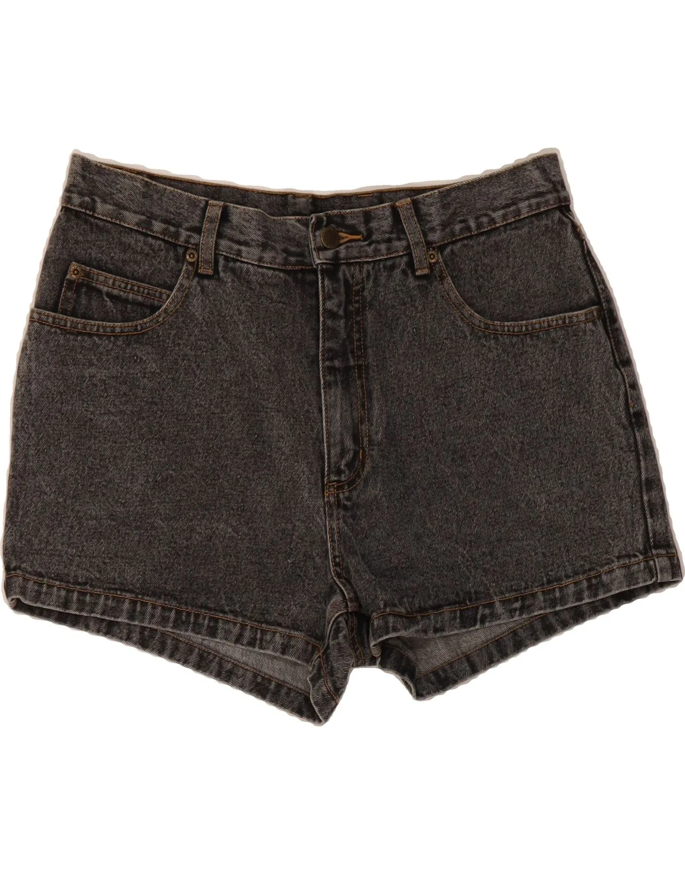 VINTAGE Womens Denim Shorts W34 Large Grey Cotton stripe design Anti Chafe Seamless