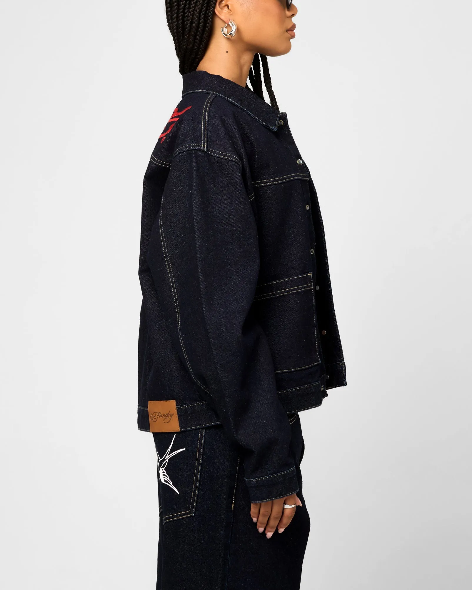 Authorize Youth Ed Hardy Coach Denim Jacket Raw Indigo