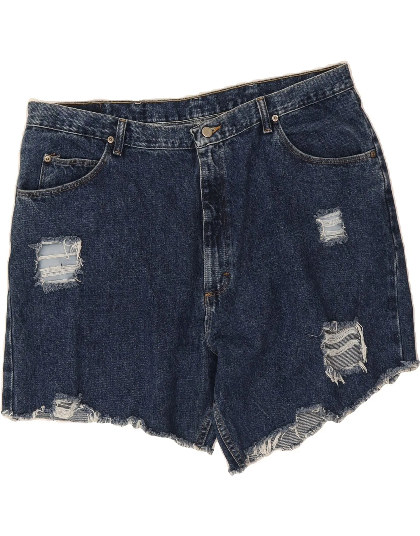 WRANGLER Womens High Waist Distressed Denim Shorts W42 2XL Blue Flexible Wear Versatile Design
