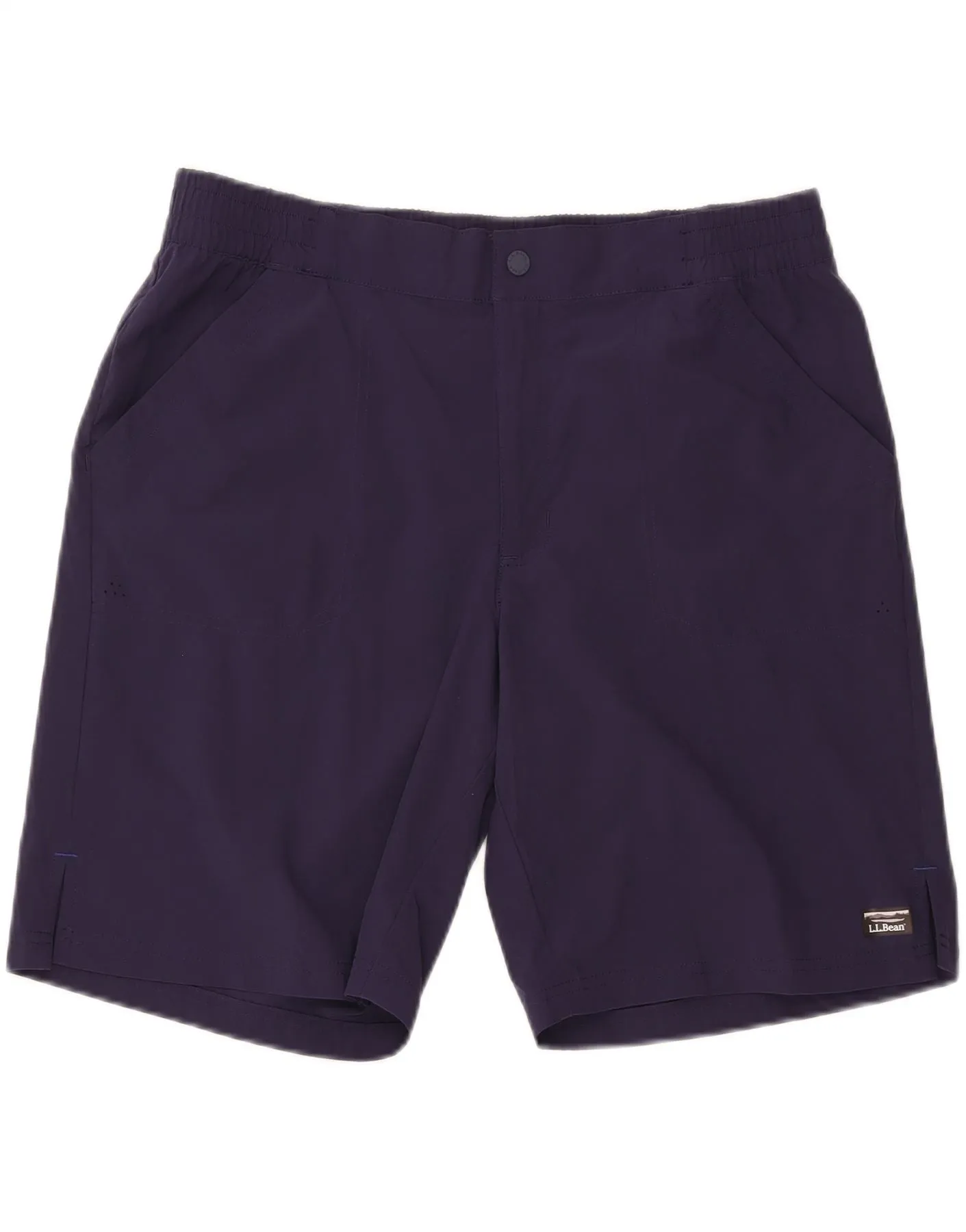 L.L.BEAN Womens Chino Shorts US 14 XL W36 Navy Blue Polyester Performance Ready