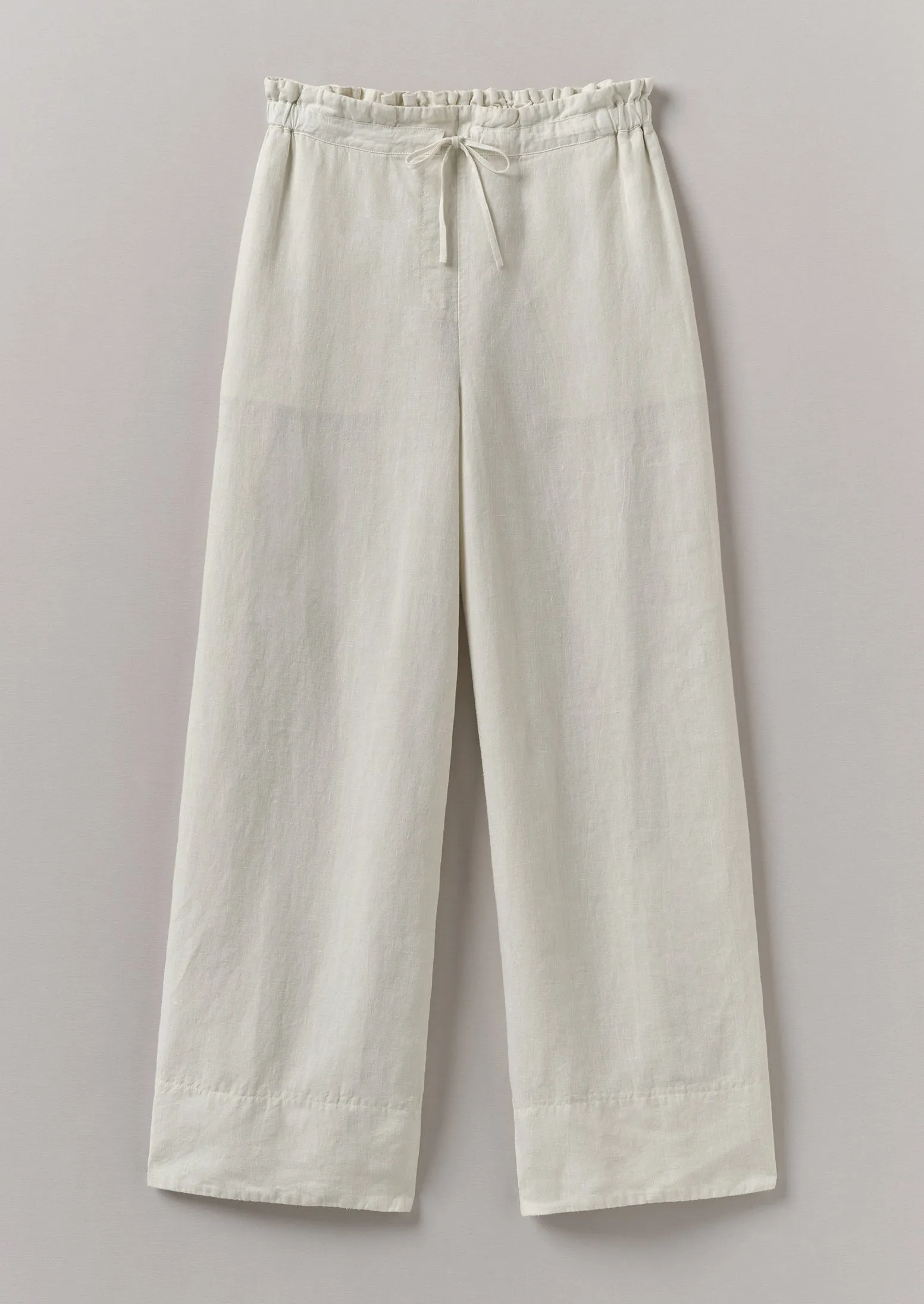 Garment Dyed Linen Wide Leg Pants | Oat High Durability Stitching