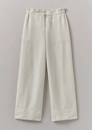 Garment Dyed Linen Wide Leg Pants | Oat High Durability Stitching
