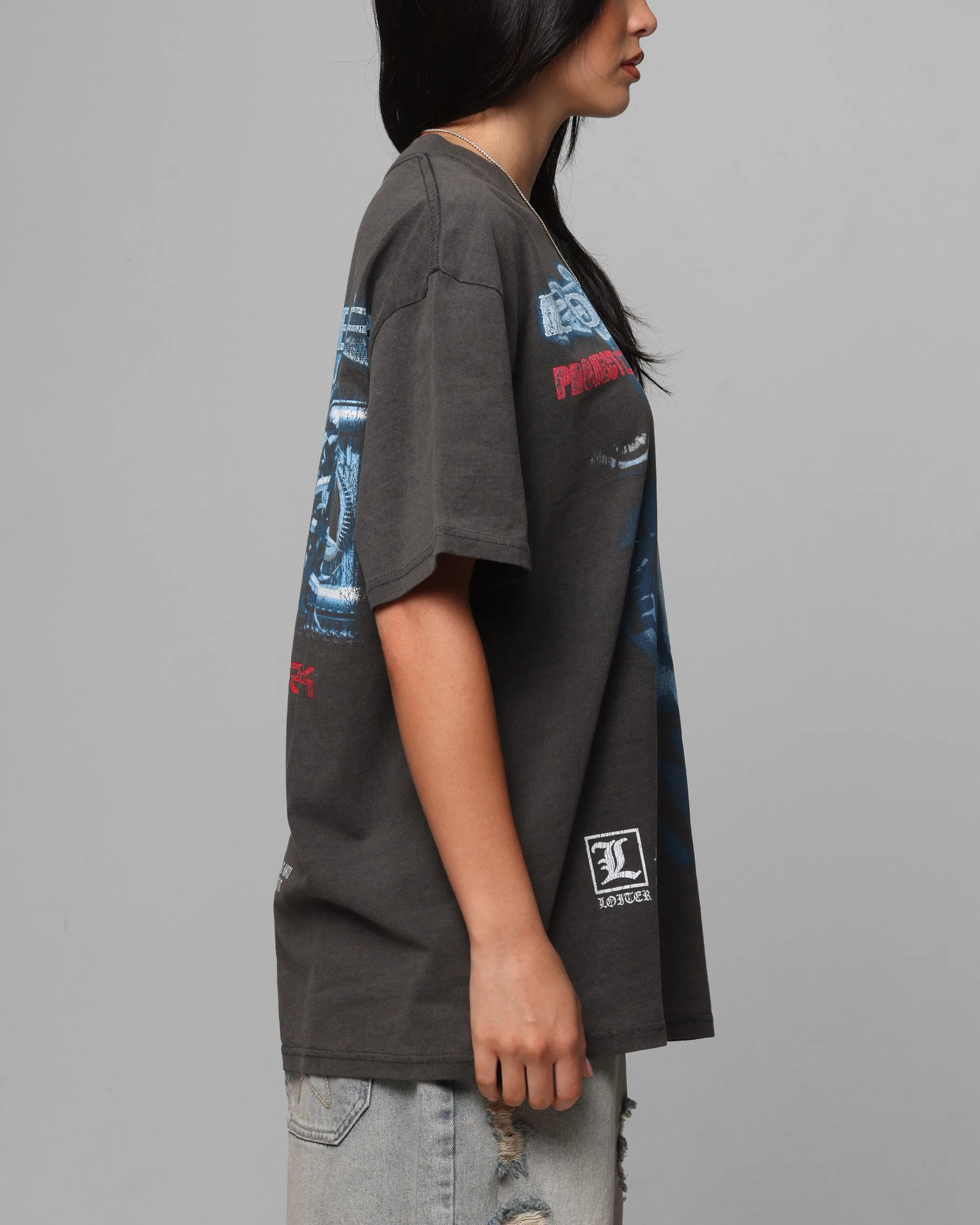 Loiter Project Dark Vintage T-Shirt Black Wash Casual Statement Flexible Neckline