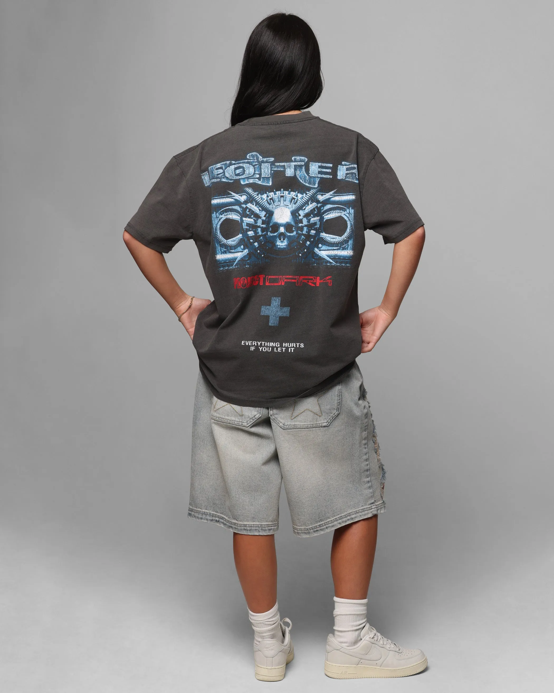 Loiter Project Dark Vintage T-Shirt Black Wash NonIrritating Fabric