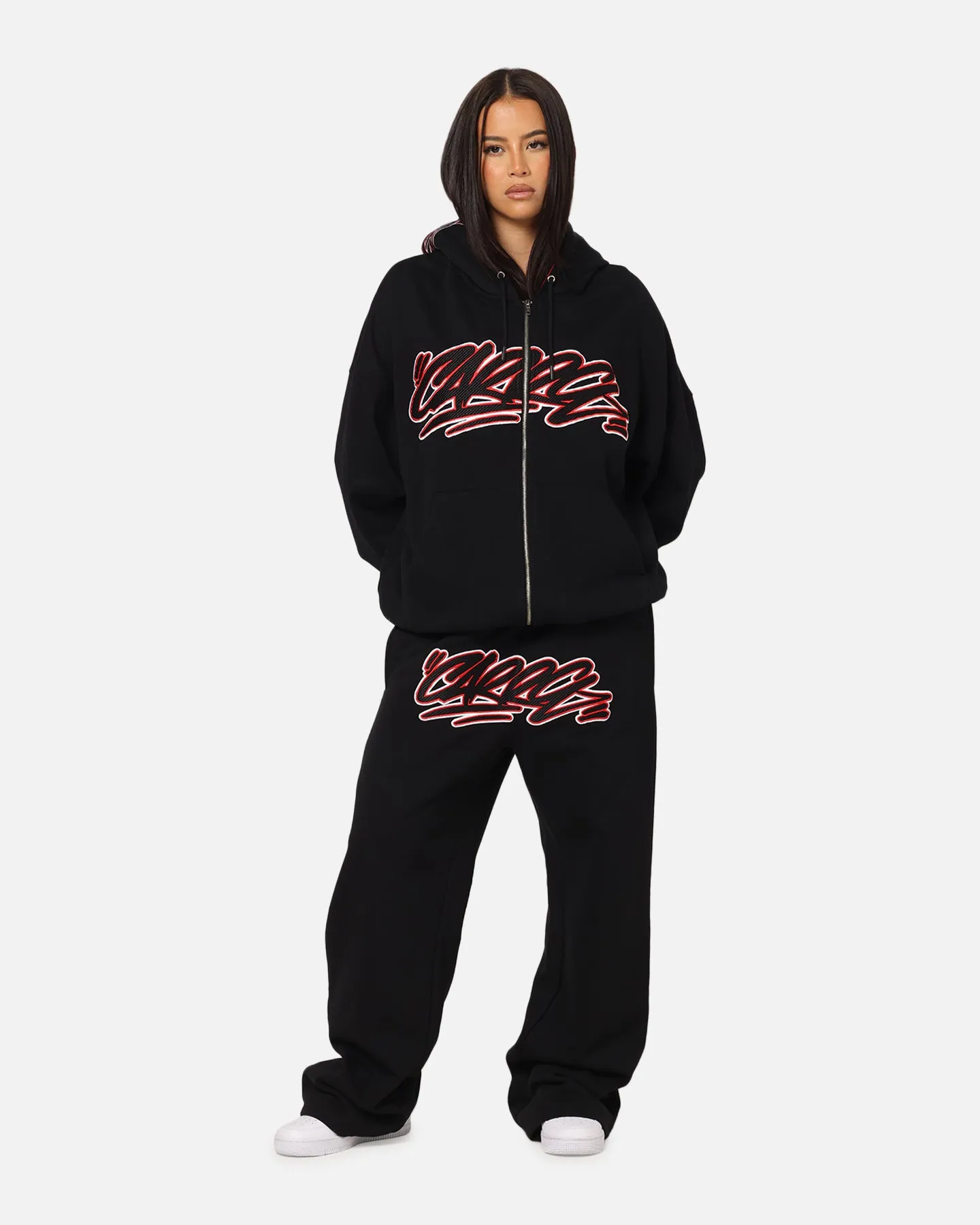 Cozy Energy Brushed Interior Carre Terrace Zip Hoodie Black