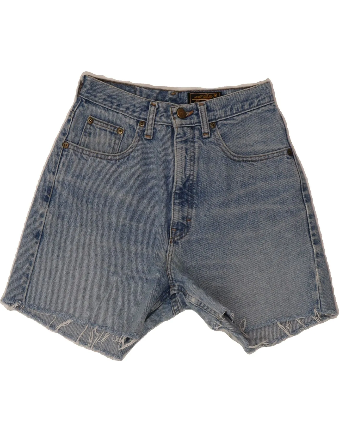EDDIE BAUER Womens High Waist Denim Shorts US 6 Medium W24 Blue Cotton Comfort Stretch Fit