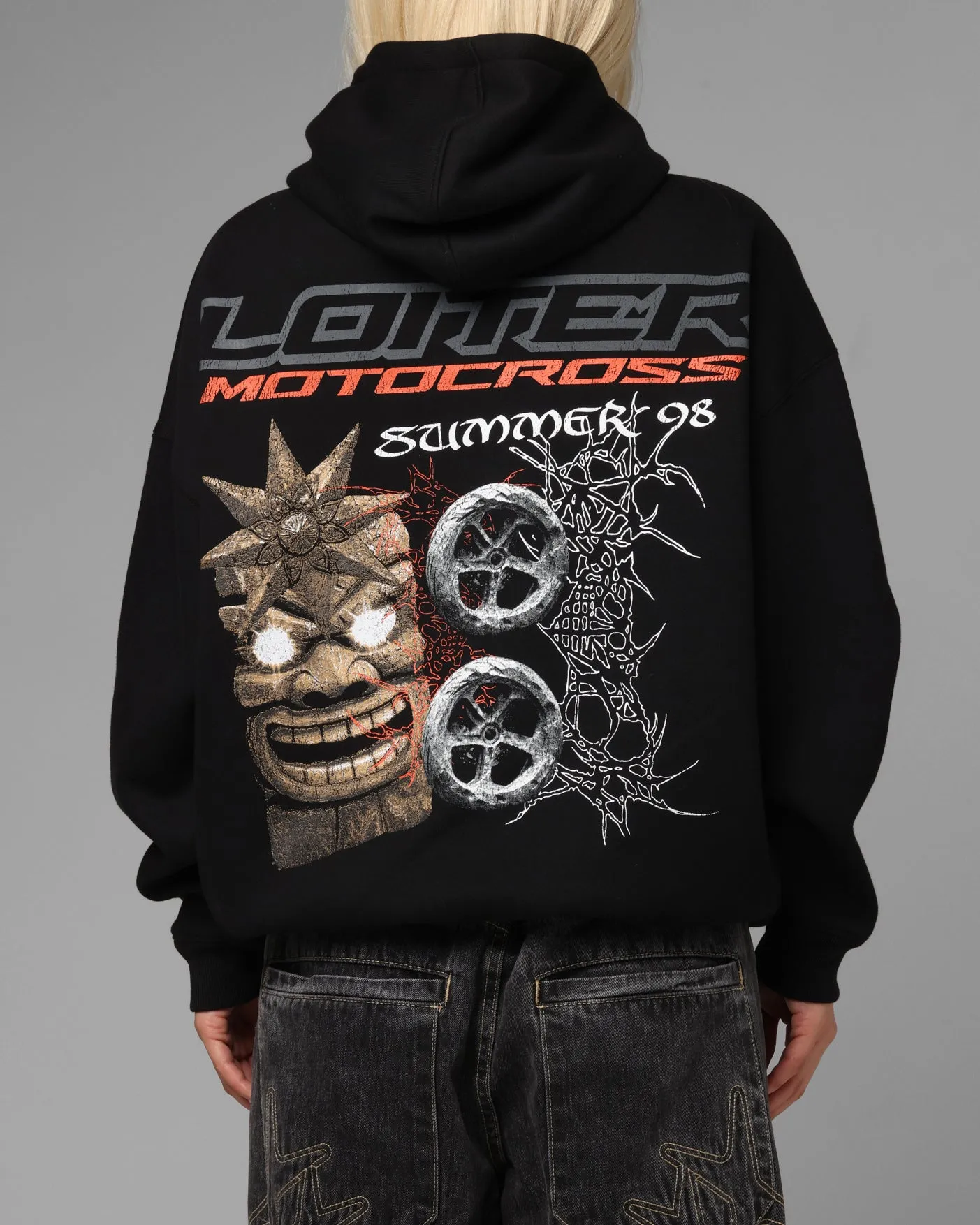 Cozy Loiter Summer Motocross Hoodie Black
