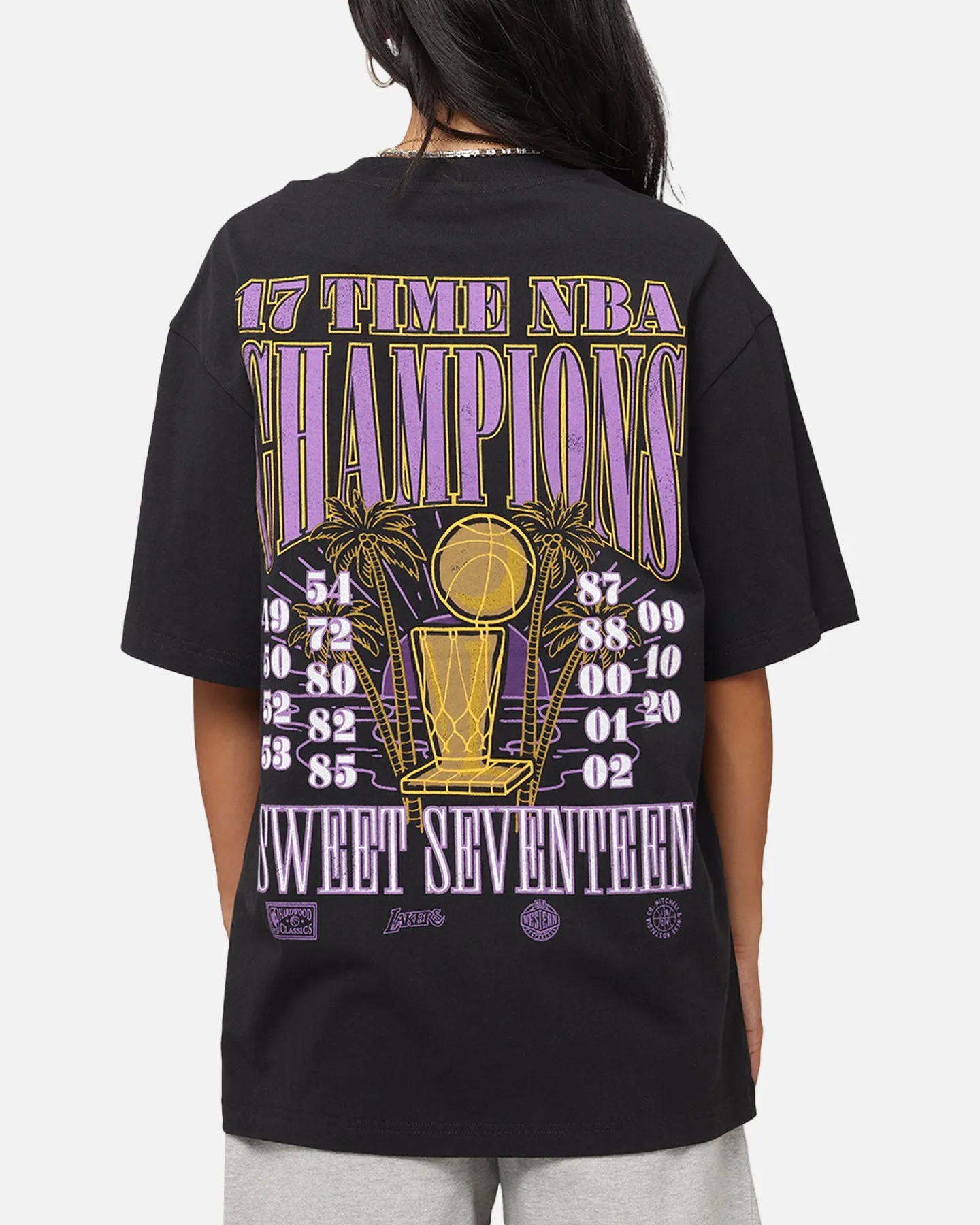 Fashion Comfort Mitchell & Ness Los Angeles Lakers 17-Time NBA Champions T-Shirt Faded Black
