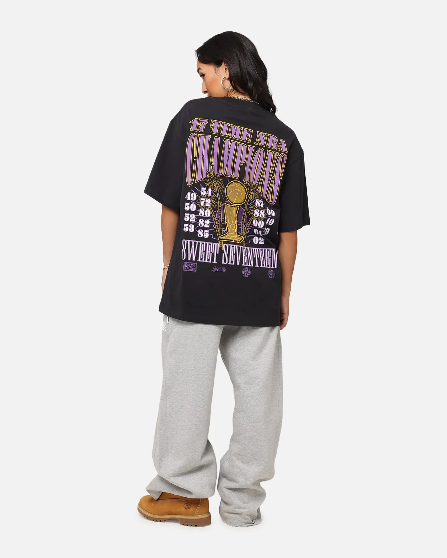 Easy to Style Outdoor Essentials Mitchell & Ness Los Angeles Lakers 17-Time NBA Champions T-Shirt Faded Black