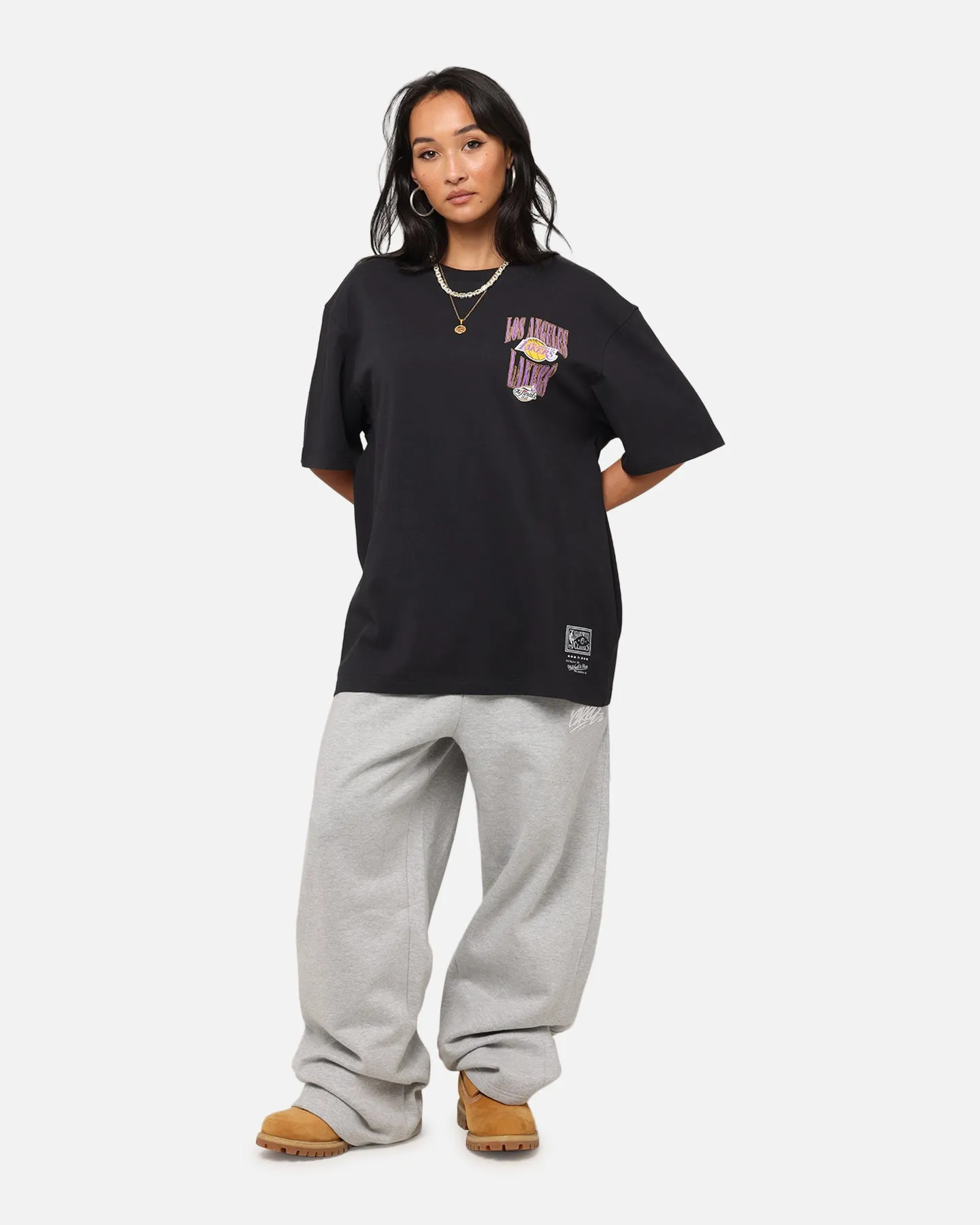 Mitchell & Ness Los Angeles Lakers 17-Time NBA Champions T-Shirt Faded Black Moisture Wicking Fabric Recommended