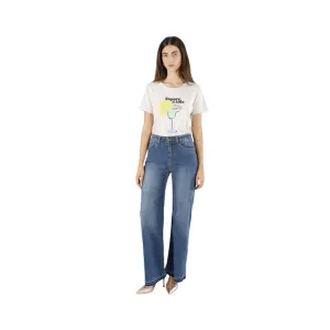 Caf??Noir pantalone jeans denim wide leg C7JJ1038 B048 blu medio Sleek Option
