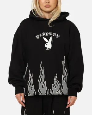 Playboy Gothic Flames Hoodie Black Warm Comfort Unique Design