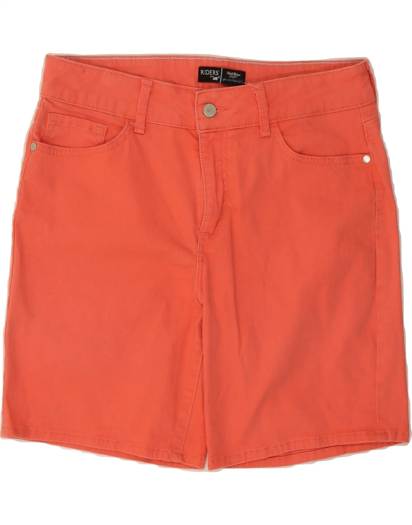 LEE Womens Riders Mid Rise Denim Shorts US 12 Large W32  Orange Cotton Summer Comfort Breathable Performance Fit