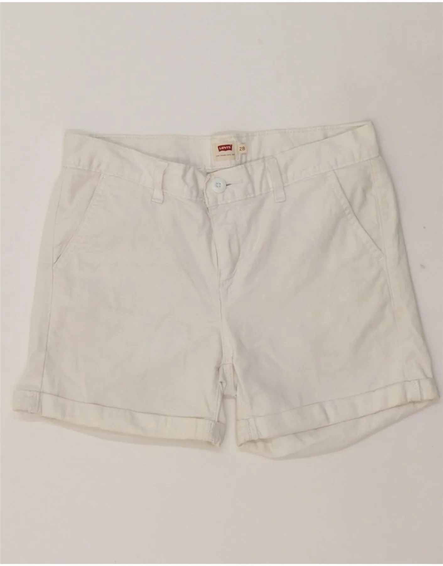 LEVI'S Womens Chino Shorts W28 Medium White Cotton Easy Layer
