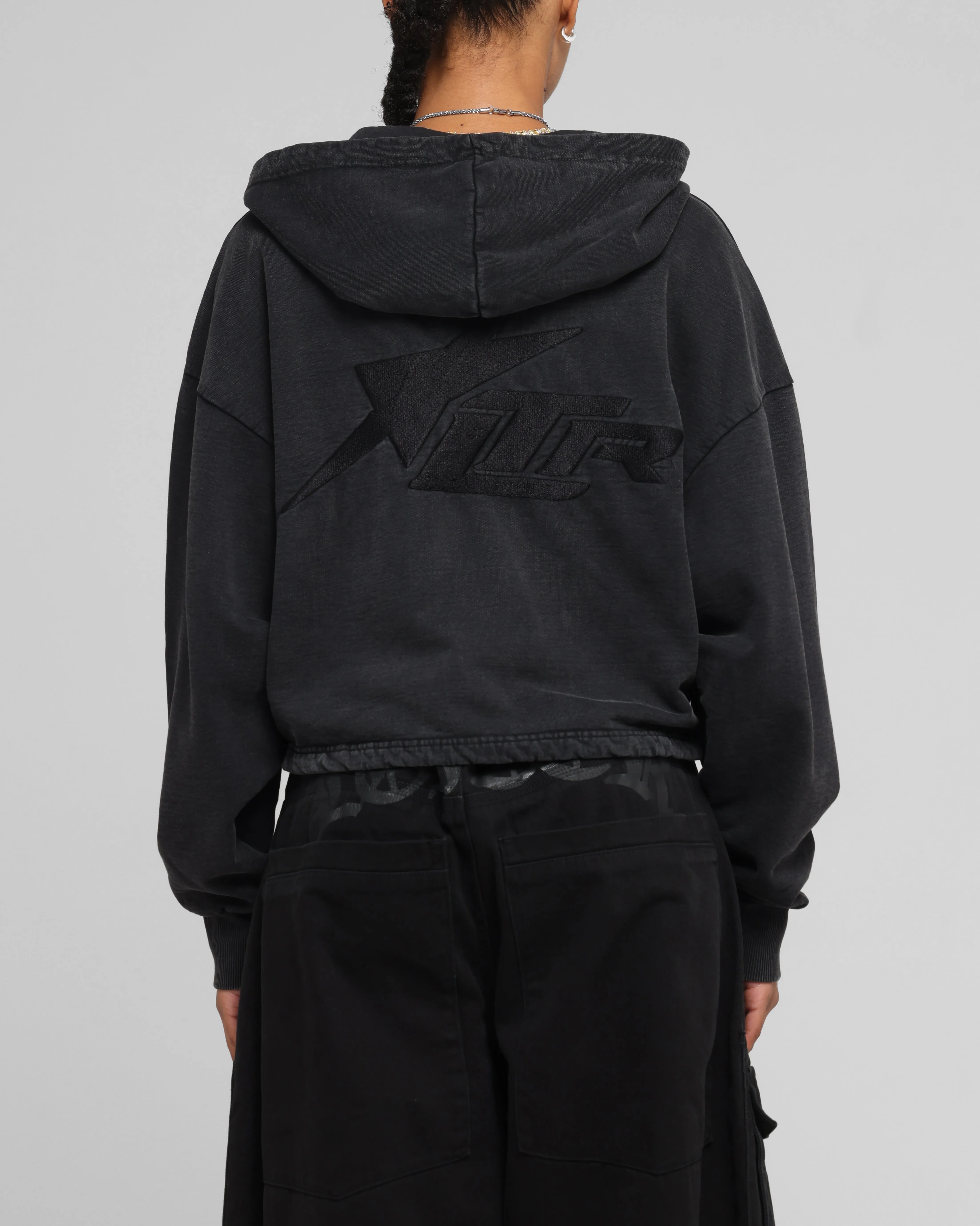 Loiter Women's Utility Cropped Hoodie Washed Black Street Inspired