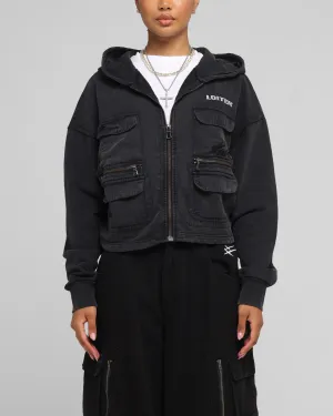 Outdoor Gear Kangaroo Pocket Loiter Women's Utility Cropped Hoodie Washed Black