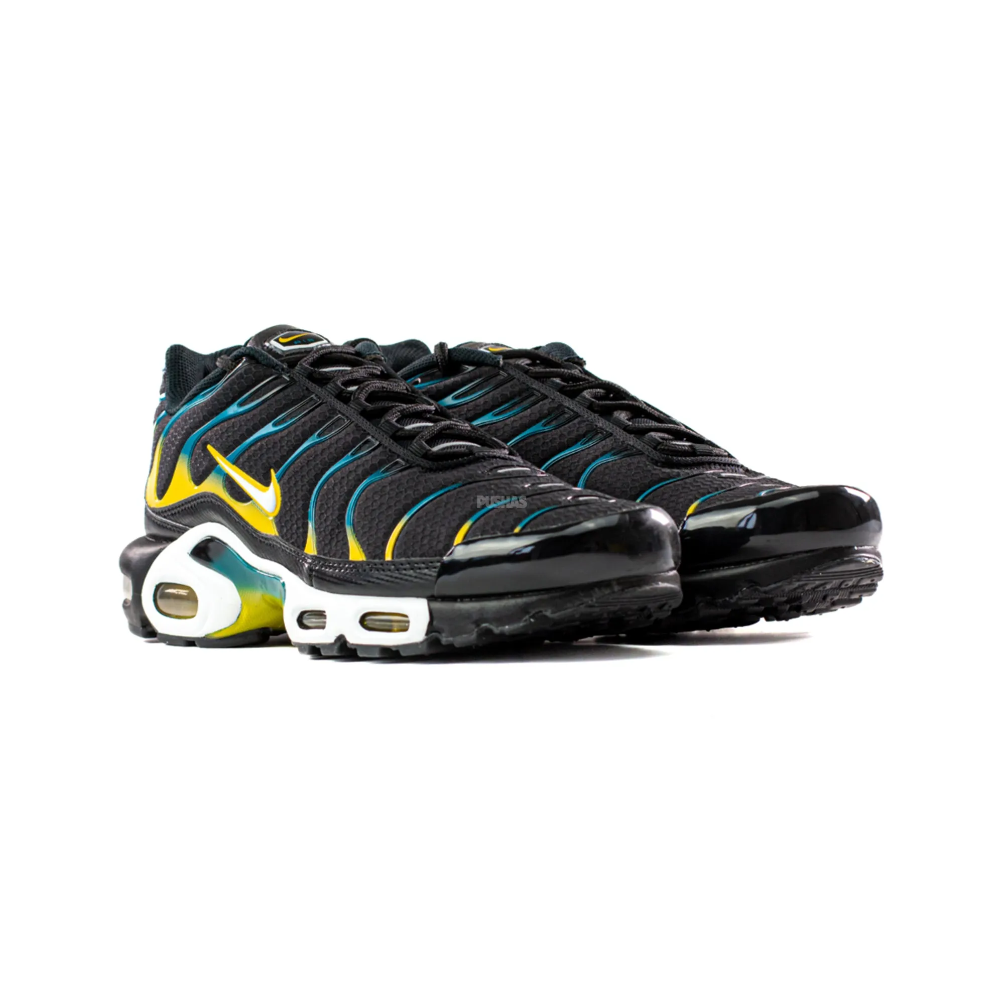 running with a headband Nike Air Max Plus TN 'Black Teal Yellow' (2021)