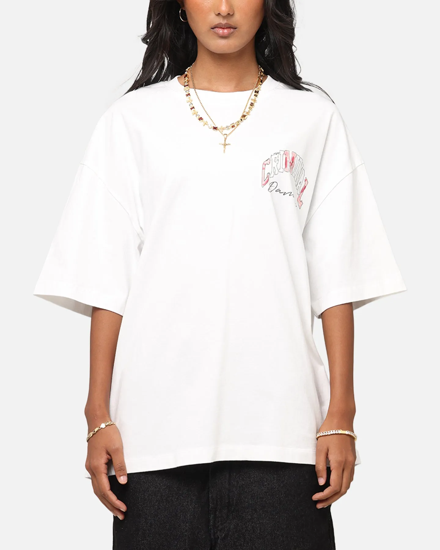 Lightweight Design Criminal Damage Diamond Ring T-Shirt Off White
