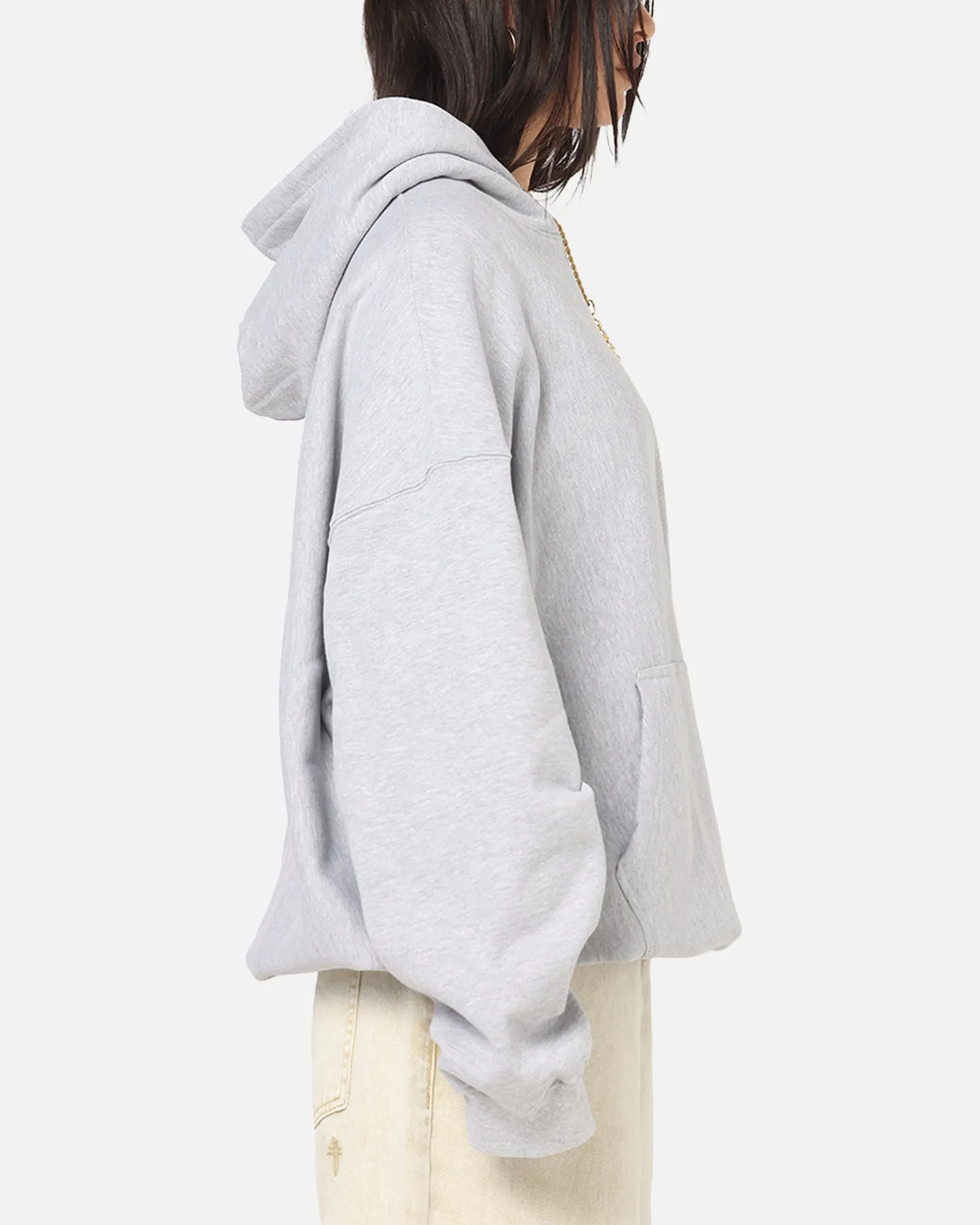 Yoke Back Design Culture Kings Oversized Hoodie Light Marle