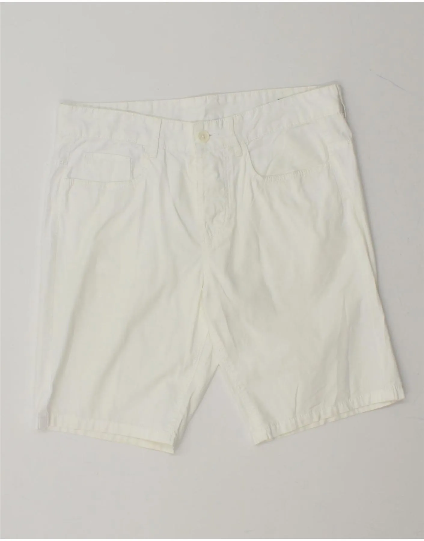 BENETTON Womens Casual Shorts IT 44 Medium W32  White Cotton Active Wear Shorts Simple Flex