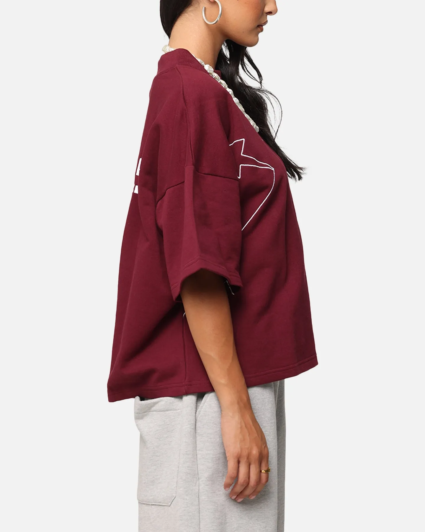 Loiter Dark Performance T-Shirt Burgandy Geometric Pattern Trendy Layering