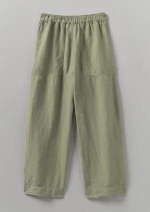 Flexible Motion Garment Dyed Linen Barrel Leg Pants | Salvia