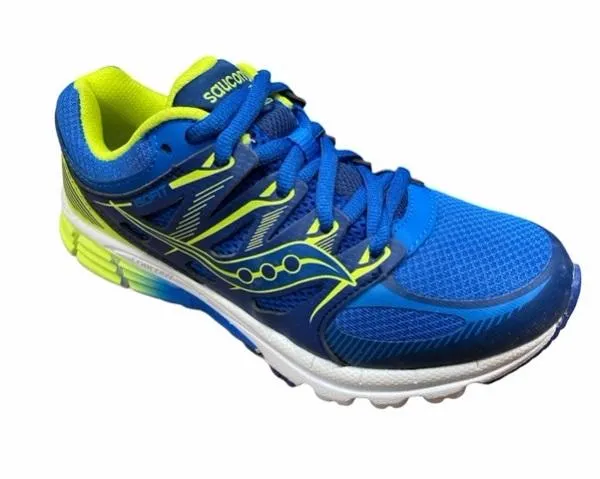 running in a beam bridge area shoes Bonded Seamless Upper Saucony scarpa da corsa da ragazzo Zealot Blue/Citron SY54395
