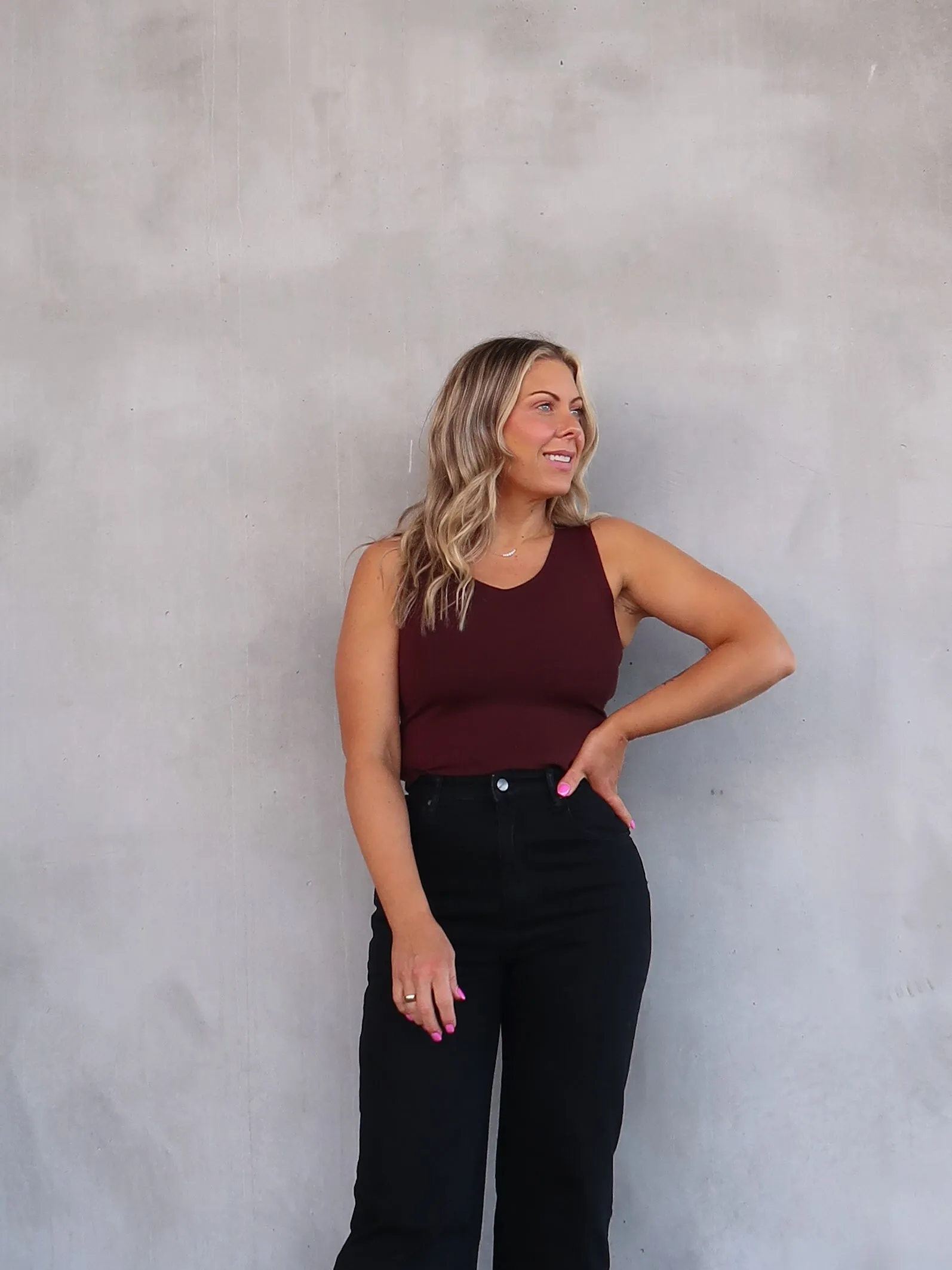 Janice Knit Tank - Brown Stay Flexible Fit High Stretch Material