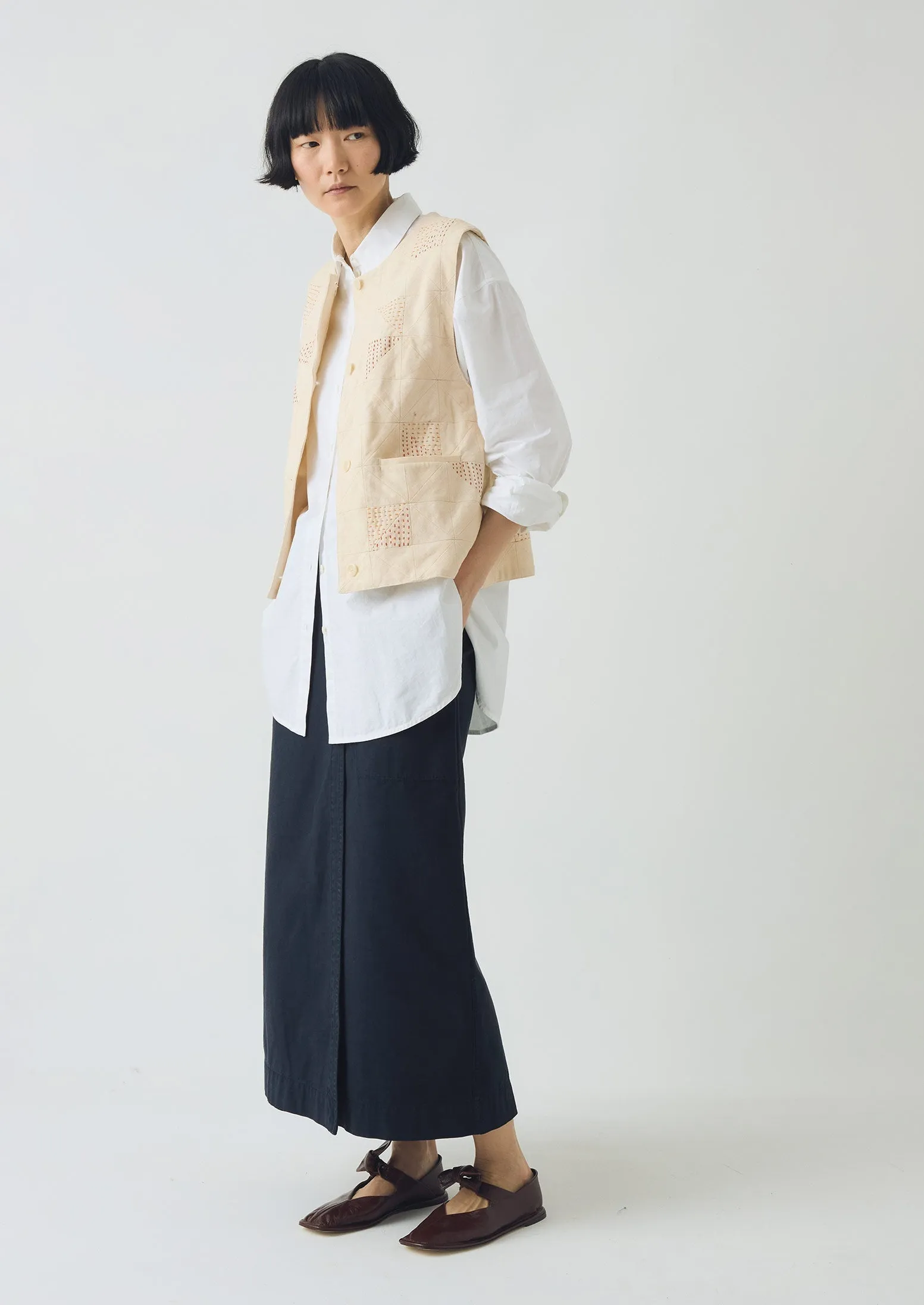 Cotton Wrap Straight Skirt | Slate Blue Resale Value Drawstring closure